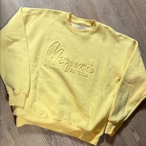Vintage Embossed Masquerade Butter Yellow Crewneck Sweatshirt Crewneck w Pockets